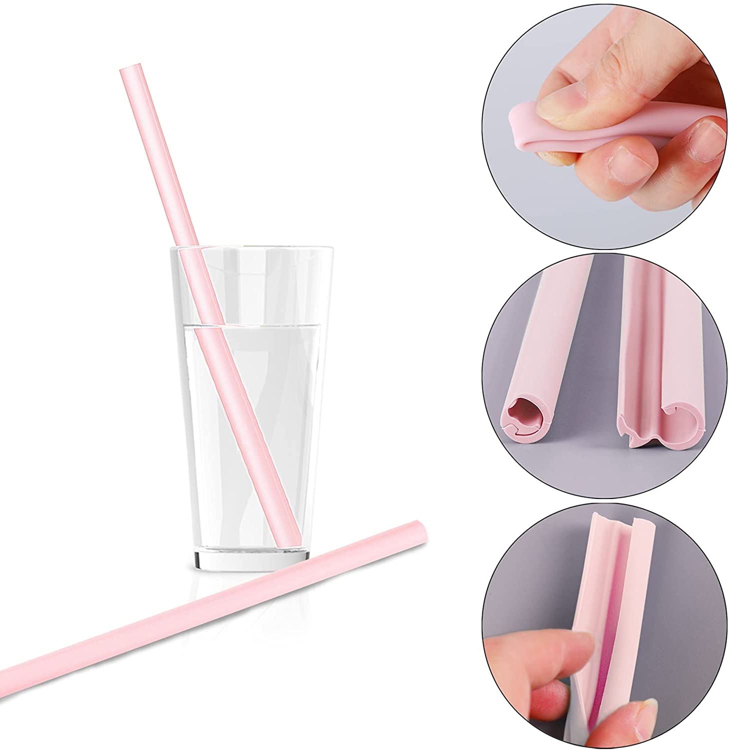 3 Pcs Reusable Plastic Drinking Straws